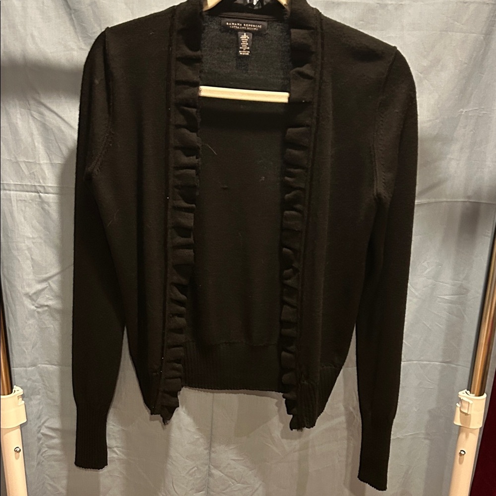 Banana Republic Black Ruffled Cardigan